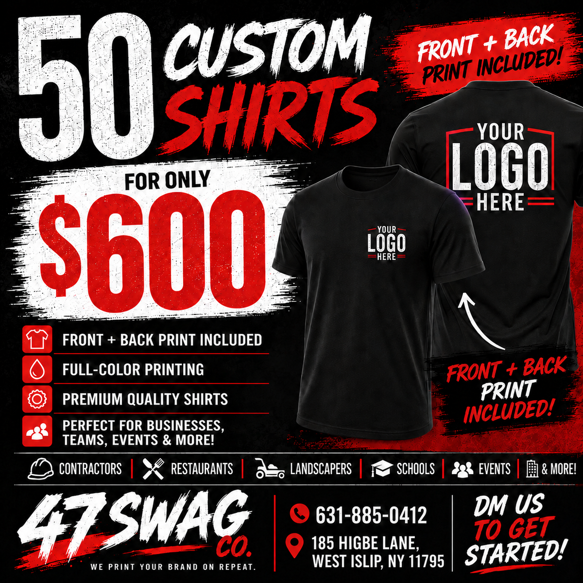 50 Custom Shirts for only $600