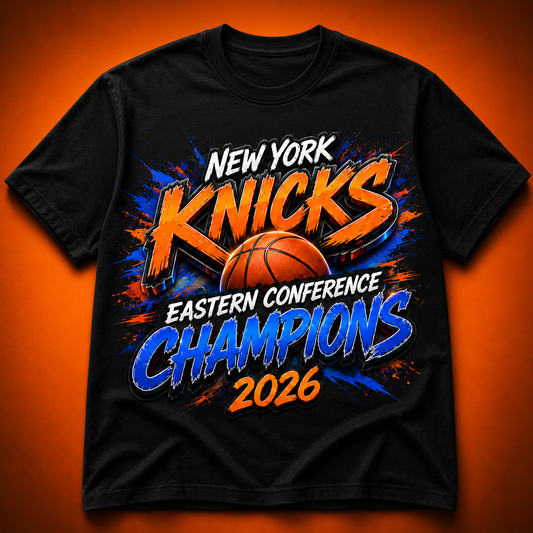 New York Knicks Eastern Conference Champions 2026 Black Vintage Tee