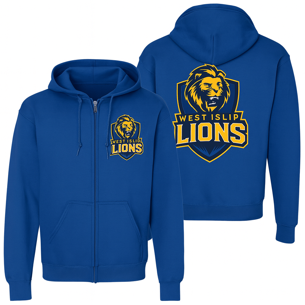 West Islip Lions  Zip-Up Hoodie Customized name