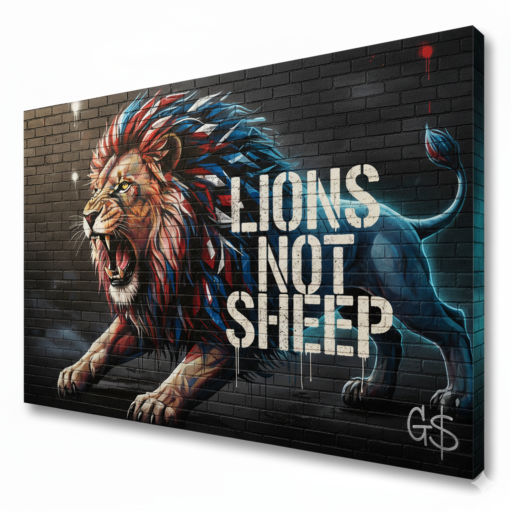 LIONS NOT SHEEP CANVAS (20X30)