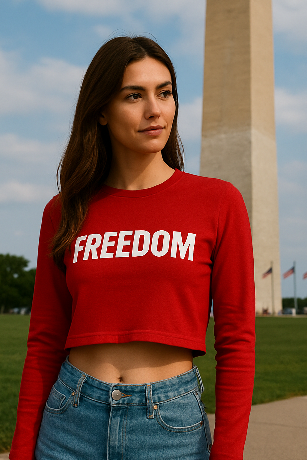 FREEDOM Red Long-Sleeve Crop Top – Limited Drop Charlie Kirk
