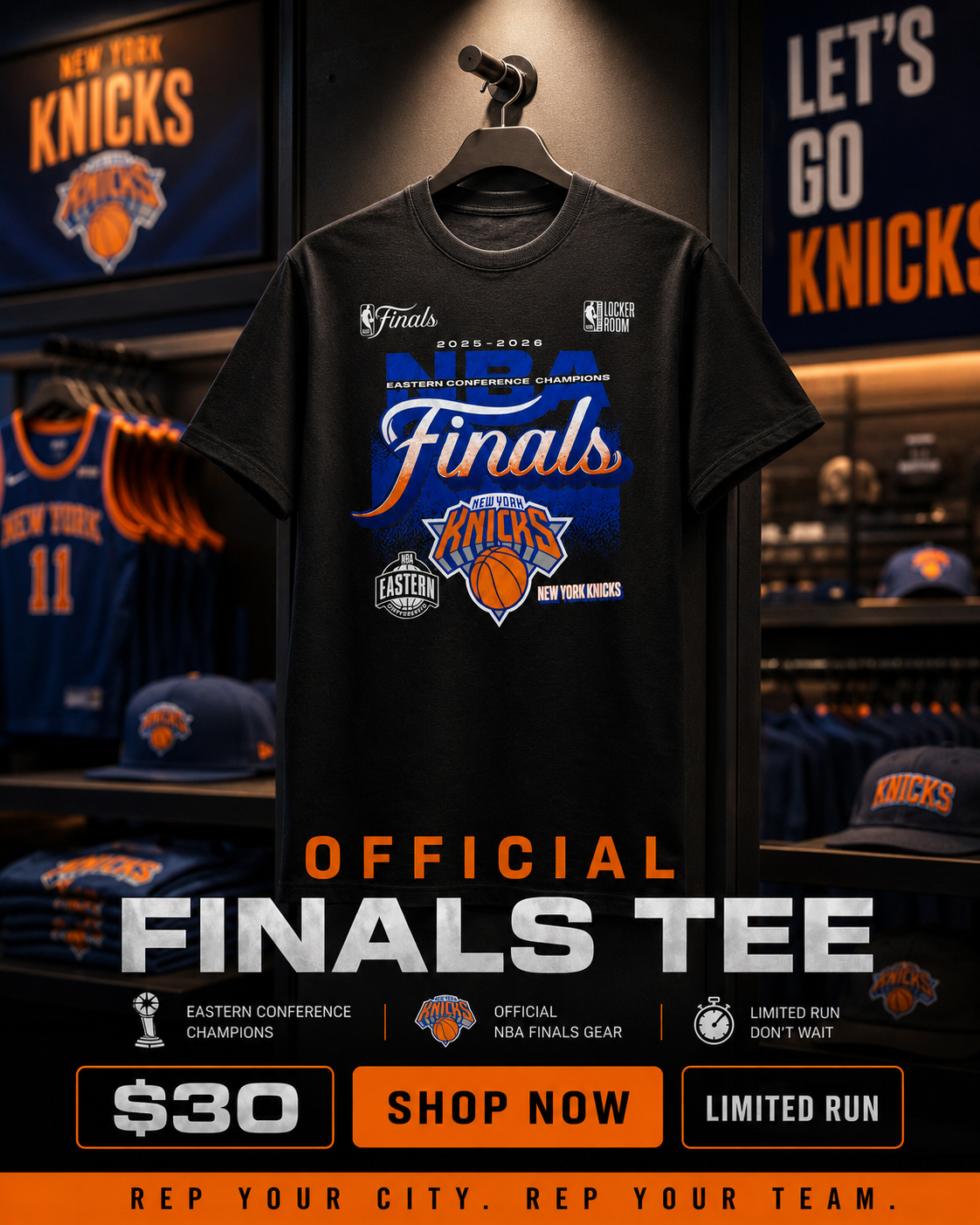 New York Knicks Finals 2025–2026 Premium Heavyweight T-Shirt – Black
