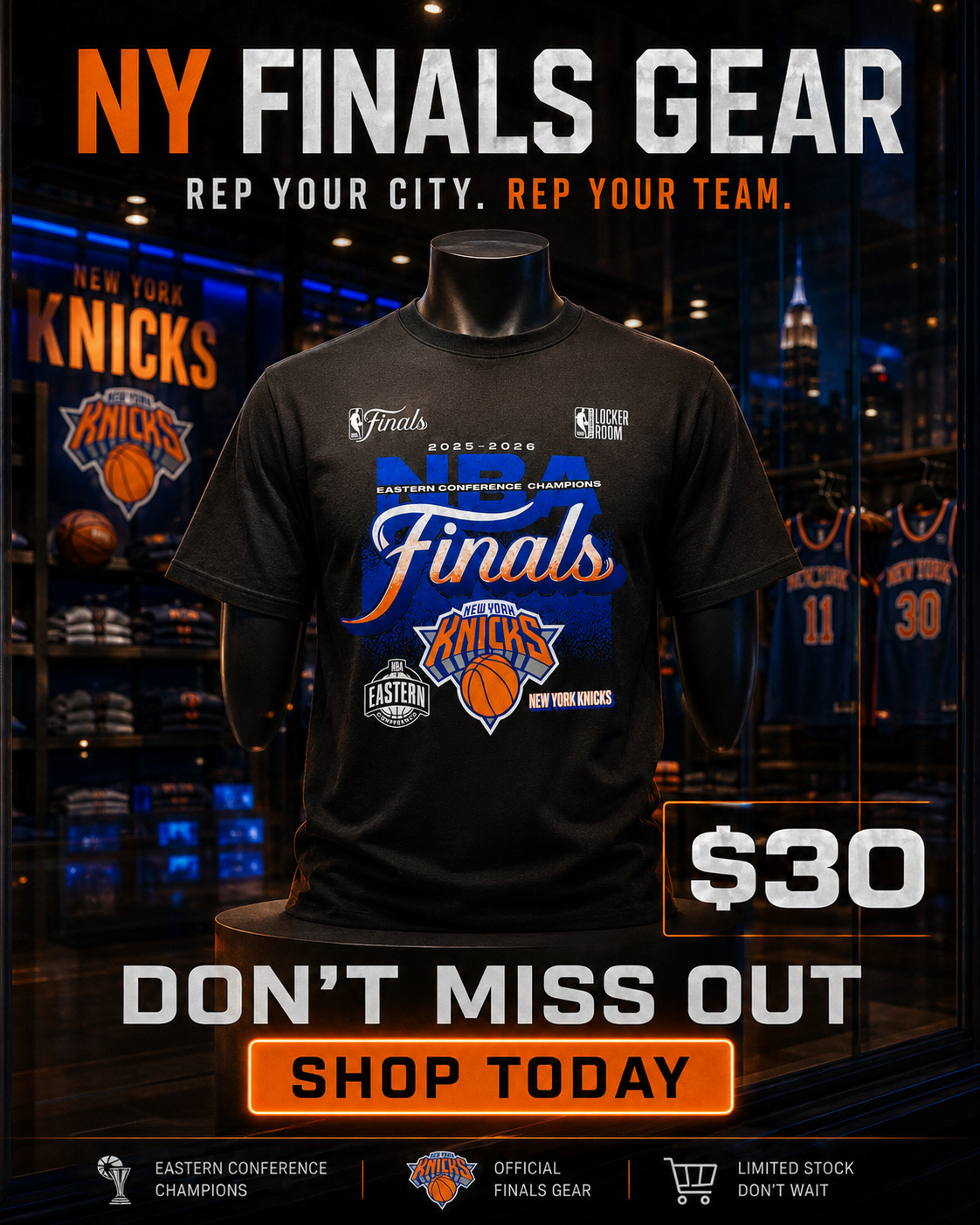 New York Knicks Finals 2025–2026 Premium Heavyweight T-Shirt – Black