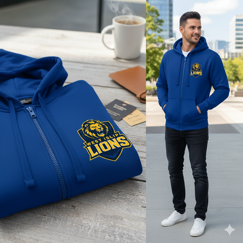 West Islip Lions  Zip-Up Hoodie Customized name