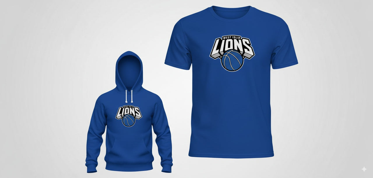 The West Islip Lions Basketball Collection= TSHIRT HOODIE 2 PACK