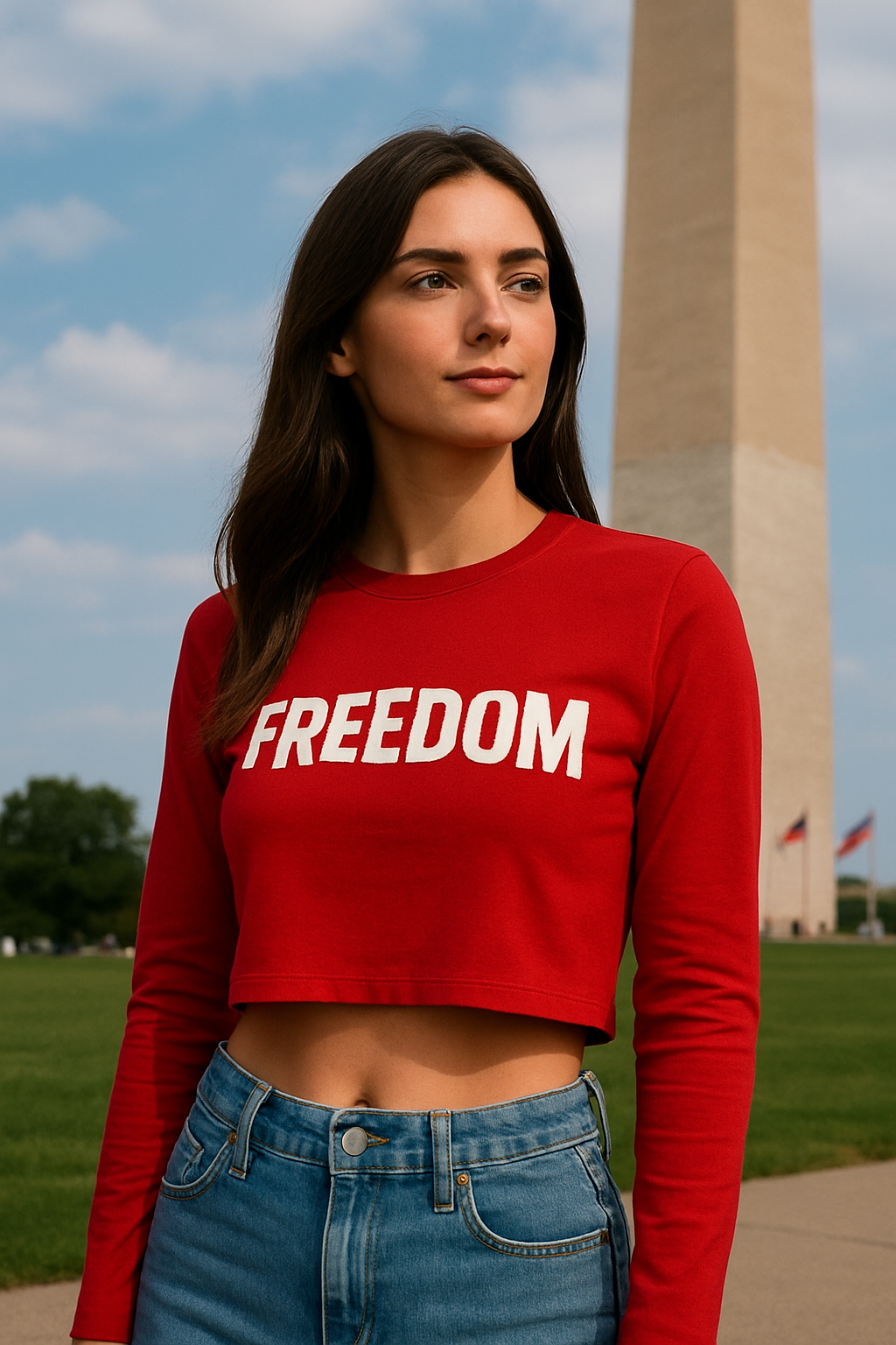 FREEDOM Red Long-Sleeve Crop Top – Limited Drop Charlie Kirk