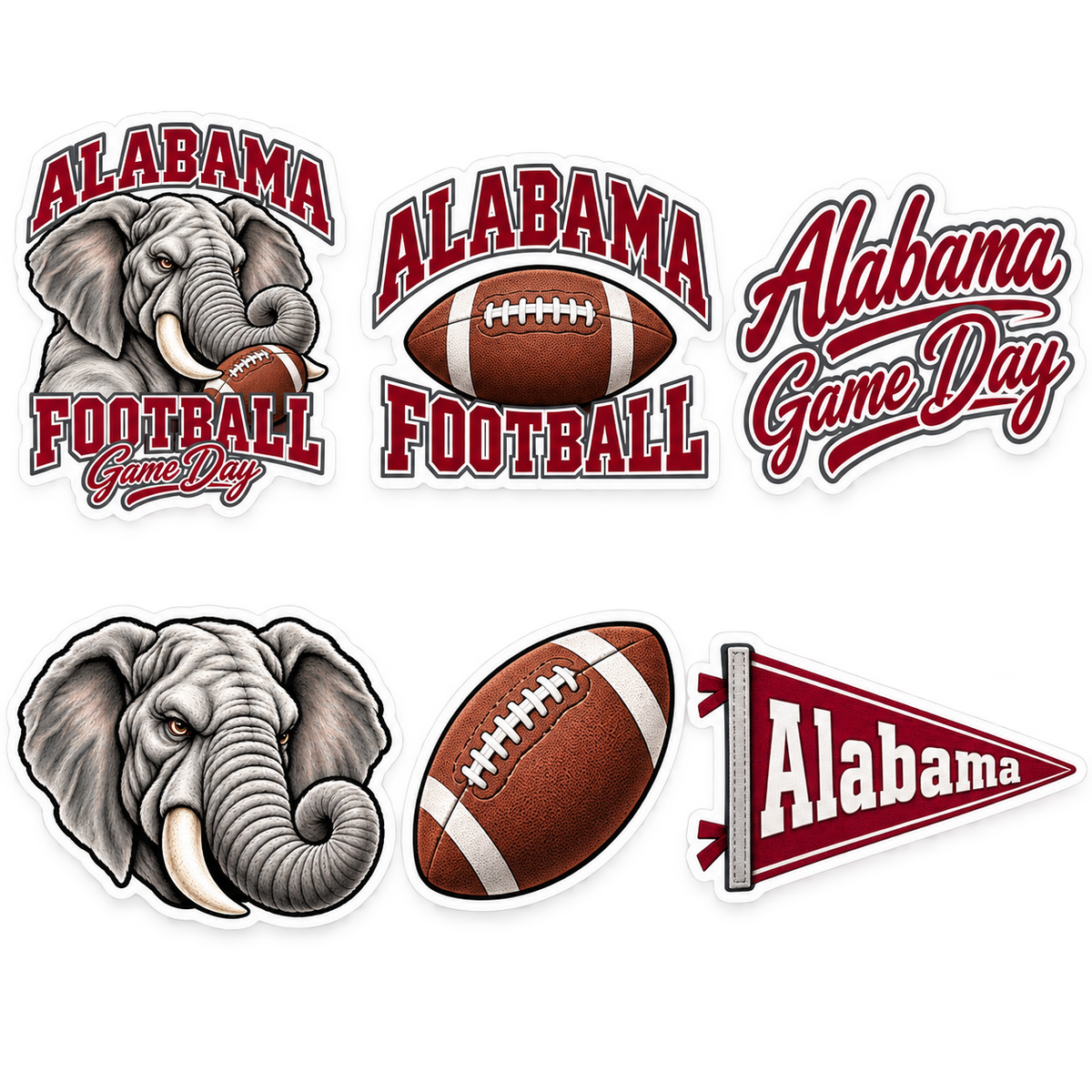 Alabama Game Day Spirit 6-Piece Sticker Pack — product thumbnail