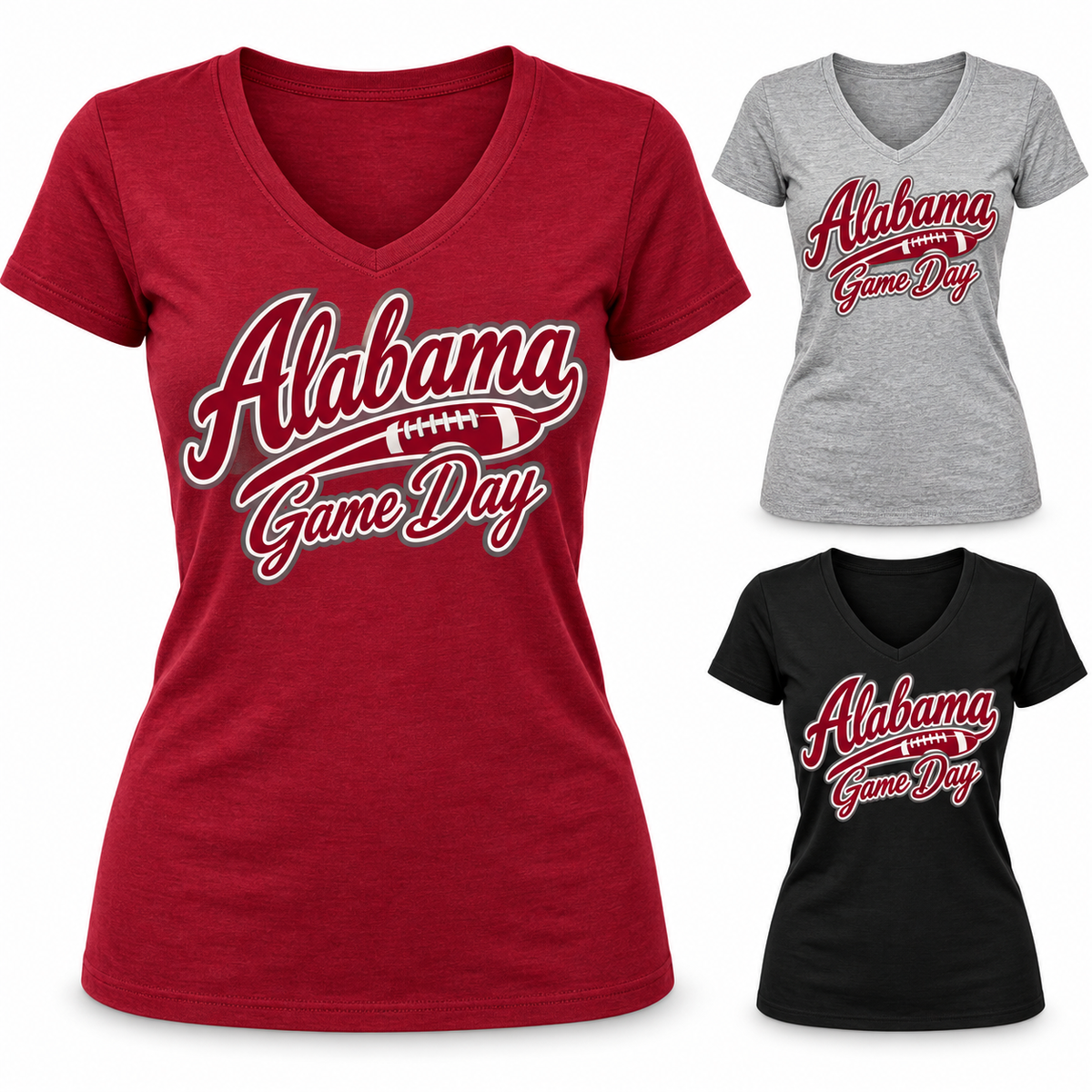 Alabama Women's Game Day Script V-Neck T-Shirt — product thumbnail