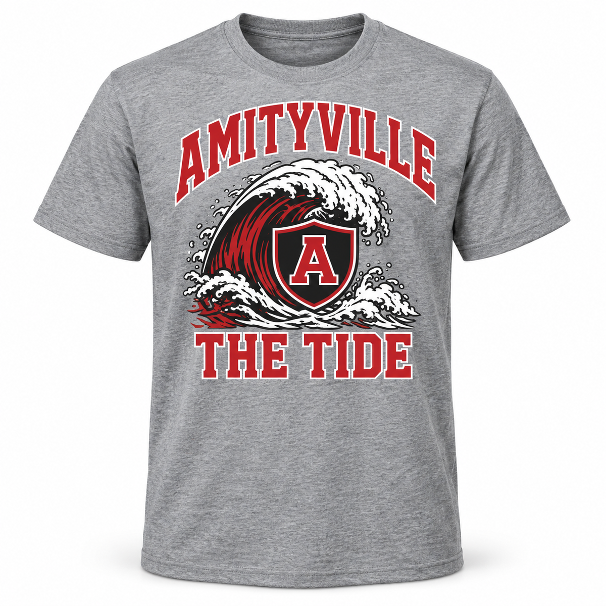 Amityville The Tide Collegiate Tee in Heather Gray, front view