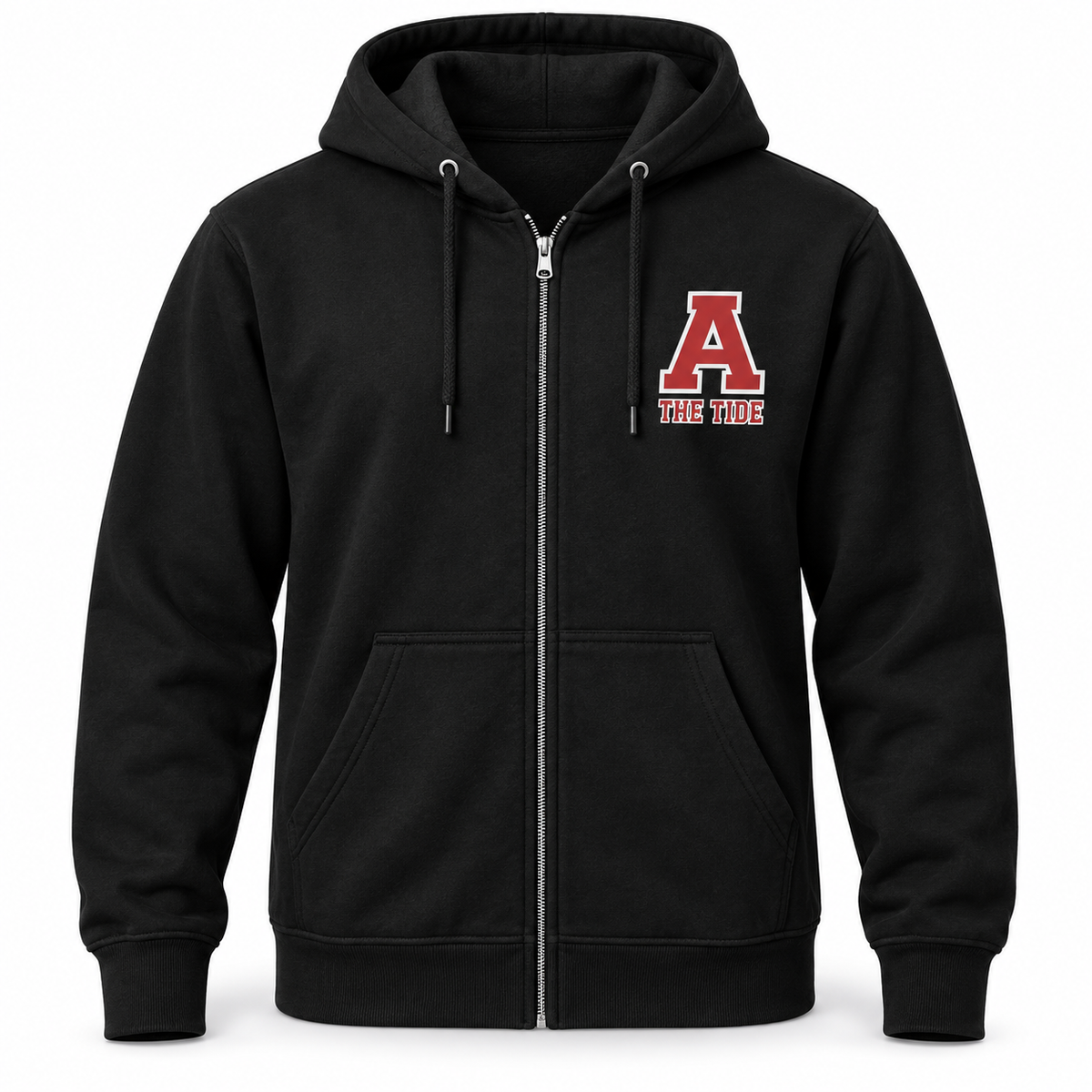 Amityville The Tide Monogram Zip Hoodie in Black, front view