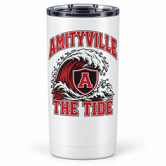 Amityville The Tide Collegiate Spirit Tumbler in White, front view