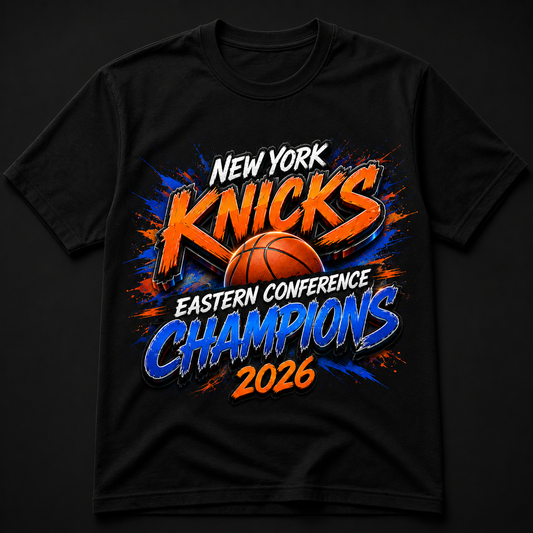 New York Knicks Eastern Conference Champions 2026 Black Vintage Tee