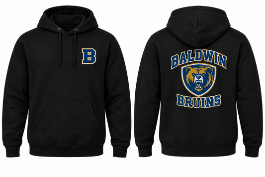 BALDWIN BRUINS black hoodie front and back