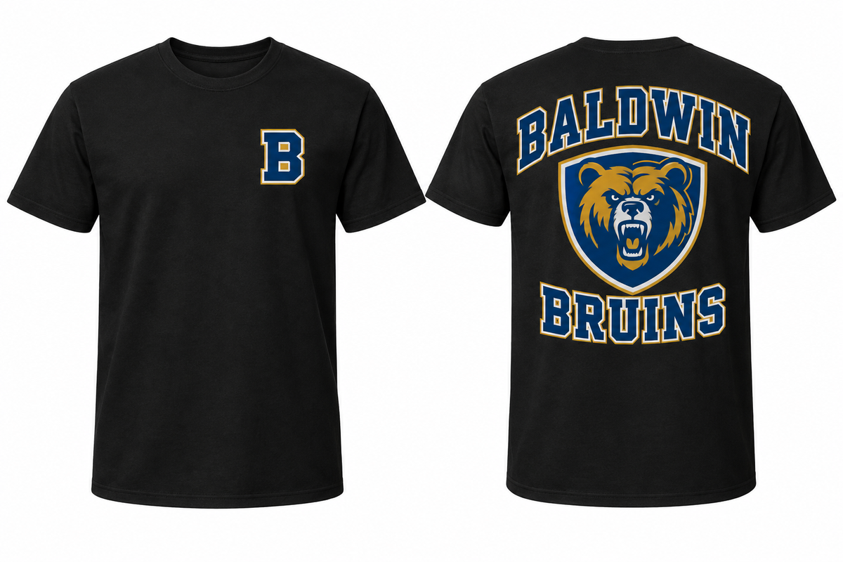 BALDWIN BRUINS black tee front and back