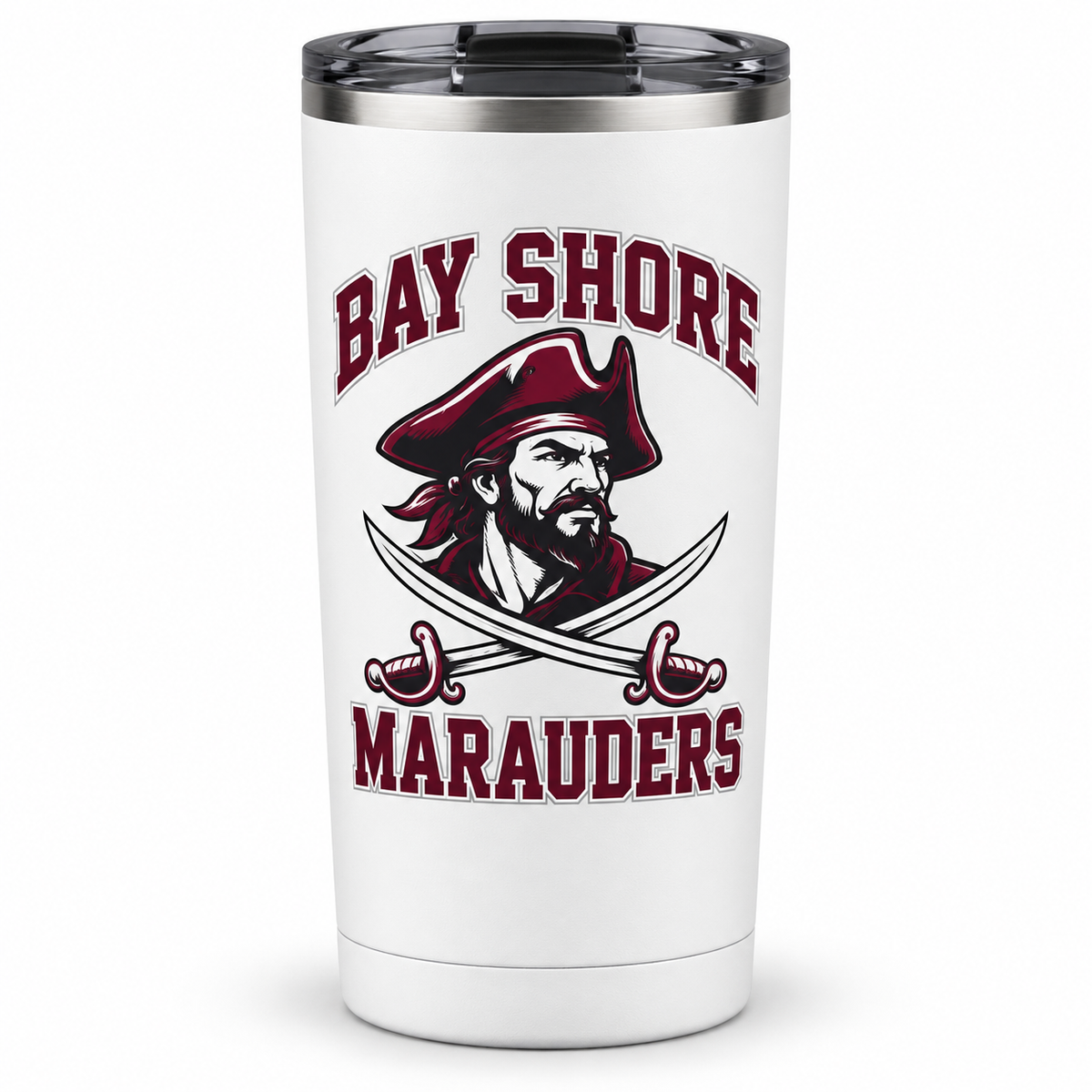 Bay Shore Marauders Collegiate Spirit Tumbler in White, front view