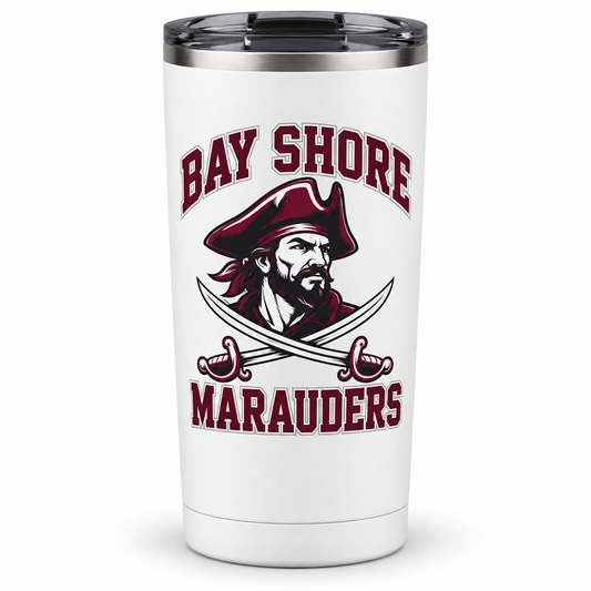 Bay Shore Marauders Collegiate Spirit Tumbler in White, front view