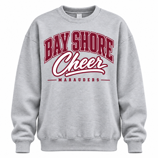 Bay Shore Cheer Campus crewneck in Grey Heather, front view