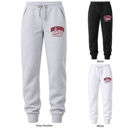 Bay Shore Cheer Campus fleece joggers in Grey Heather, Black and White