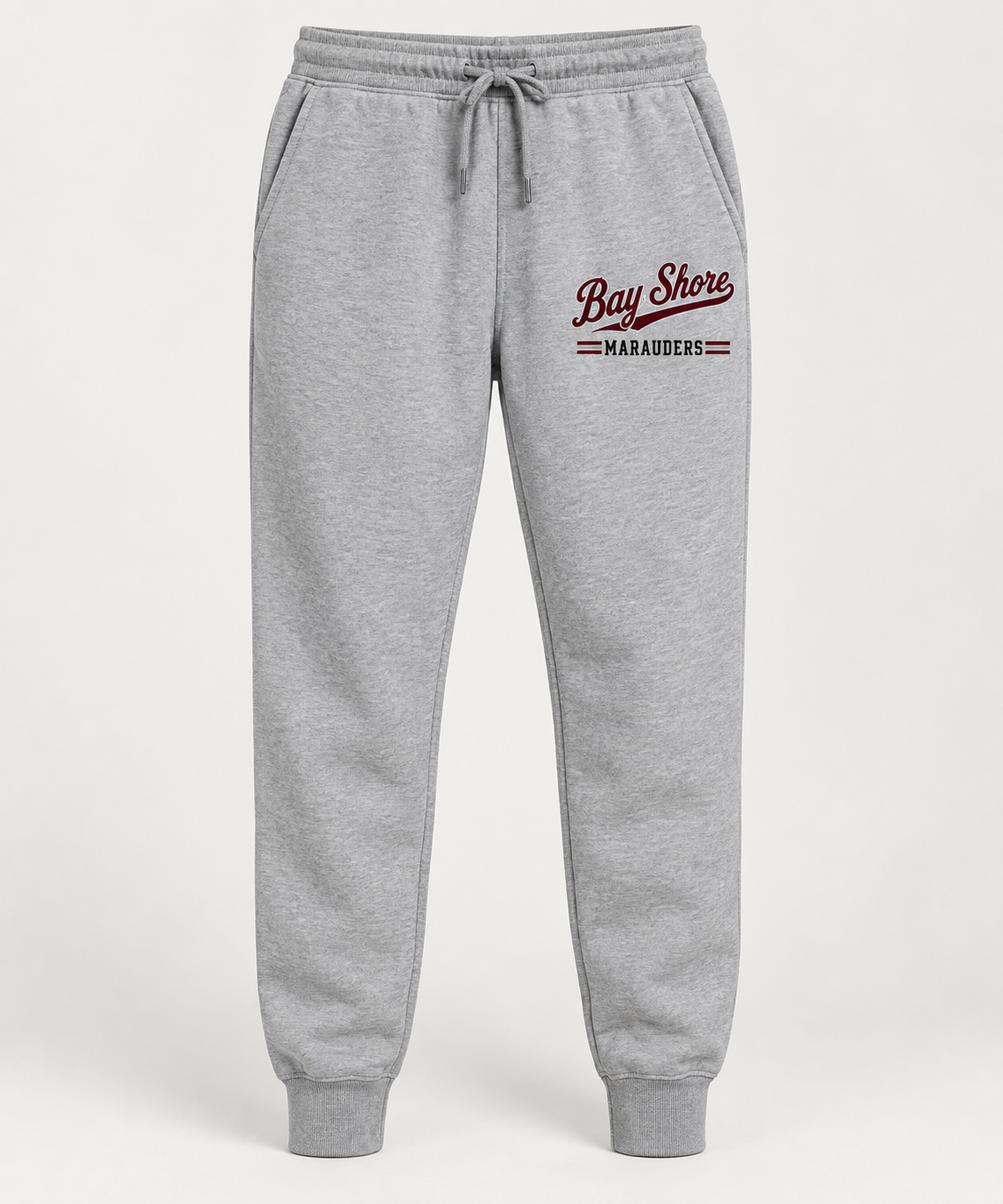 Bay Shore Marauders Heritage Script Joggers in Heather Gray — front view