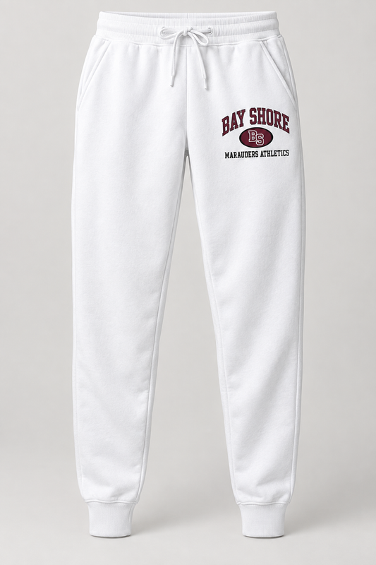 Bay Shore Marauders Stadium Crest Joggers in White — front view