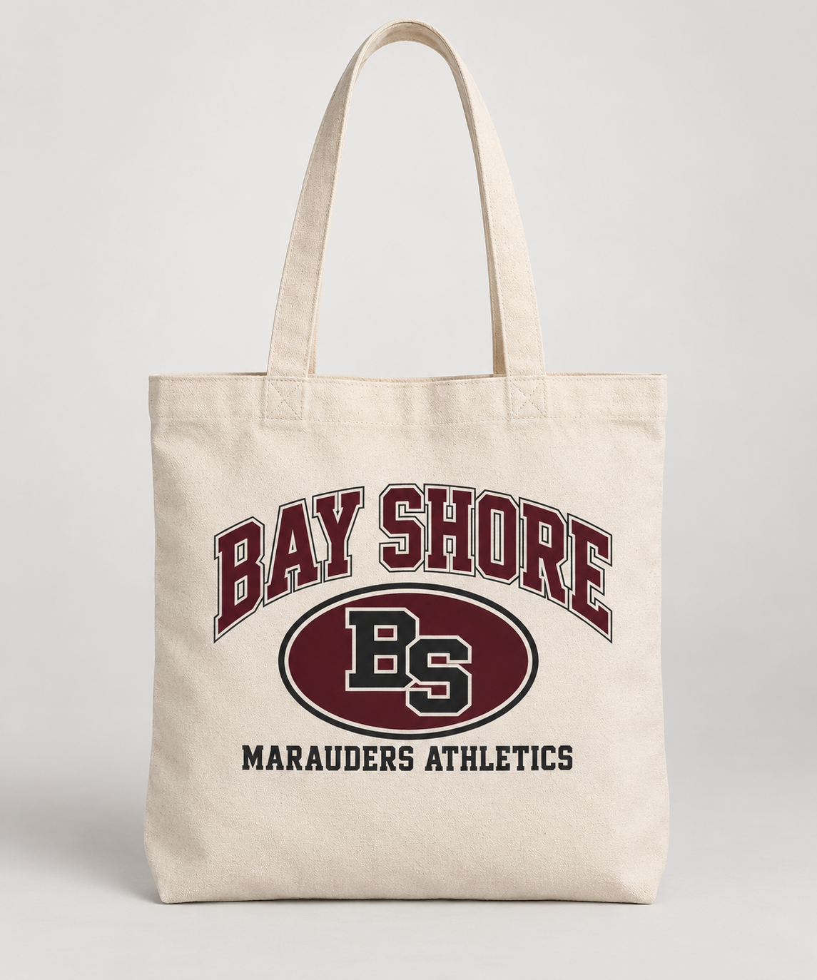 Bay Shore Marauders Stadium Crest Tote Bag in Natural — front view