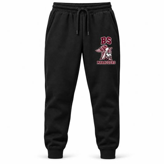 Bay Shore Marauders Varsity Joggers — front view, winged-helmet Marauder design