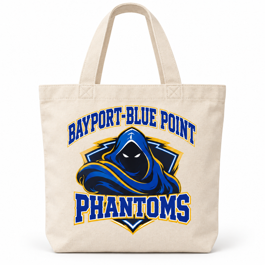 Bayport-Blue Point Phantoms Collegiate Tote Bag in Natural, front view