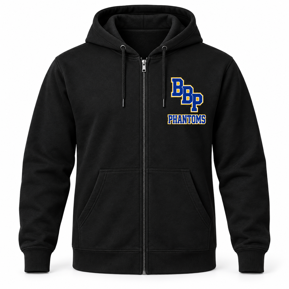 Bayport-Blue Point Phantoms Monogram Zip Hoodie in Black, front view