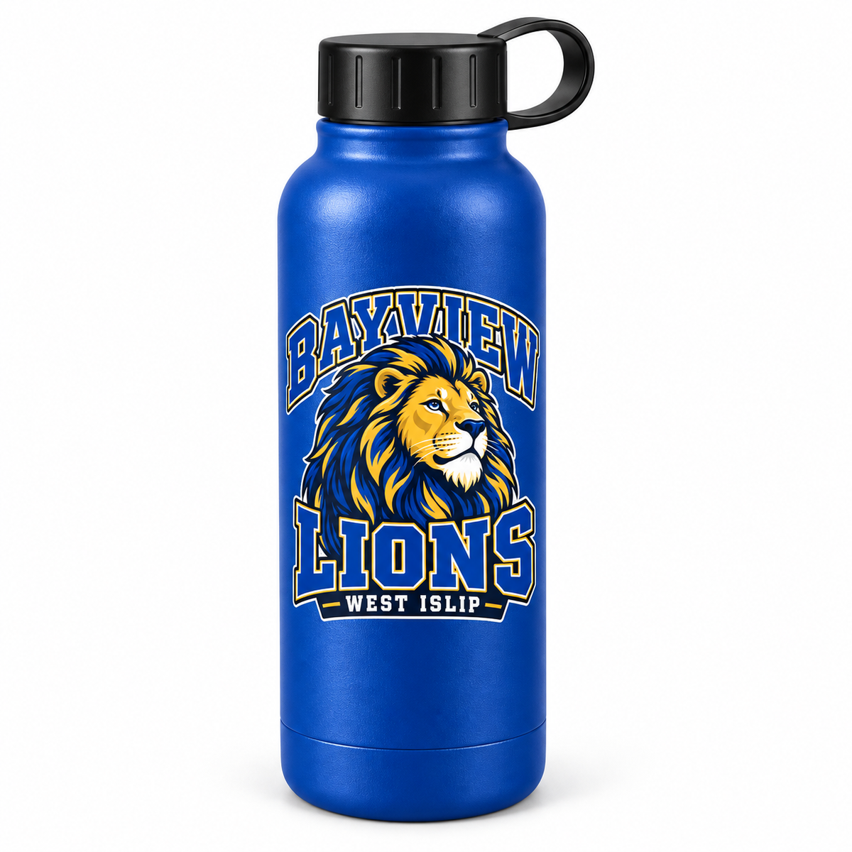 Bayview Stainless Sports Water Bottle — Royal Blue, new varsity lion artwork