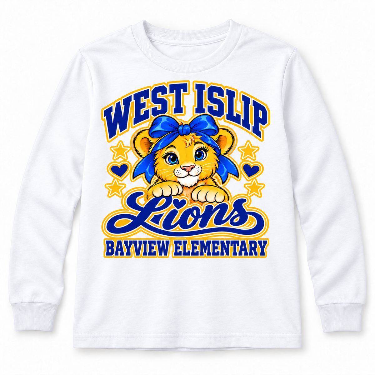 White - Bayview Elementary Bow Lion Youth Long Sleeve