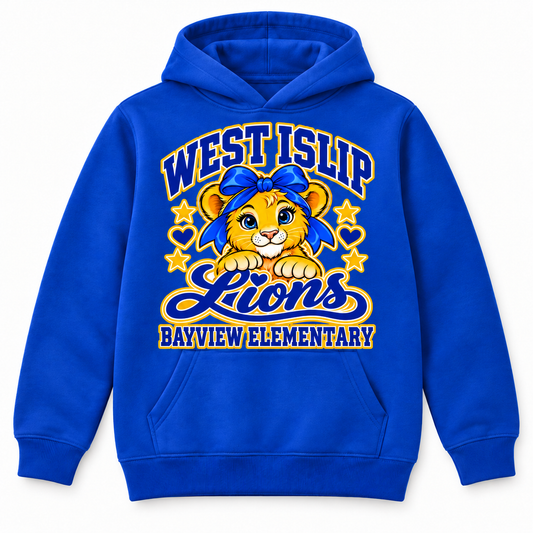 Royal Blue Bayview Elementary Bow Lion Youth Pullover Hoodie