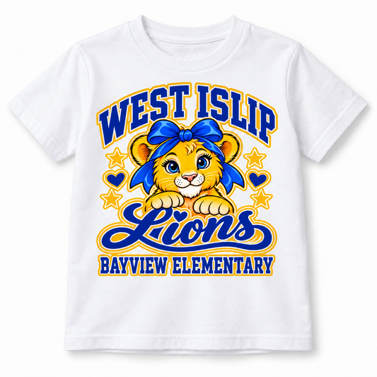 White Bayview Elementary Bow Lion Youth T-Shirt