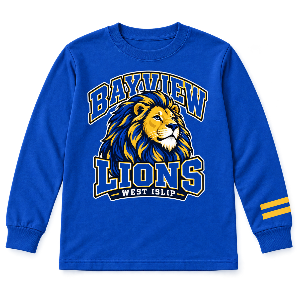 Bayview Elementary Youth Paw Pride Long Sleeve — Royal Blue, new varsity lion artwork