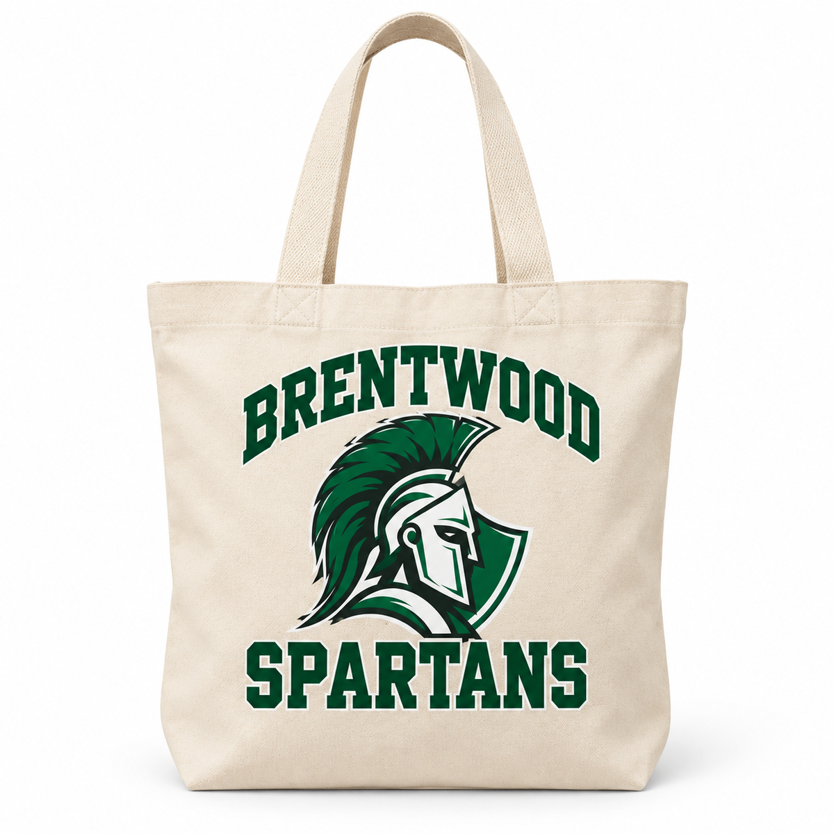 Brentwood Spartans Collegiate Tote Bag in Natural, front view