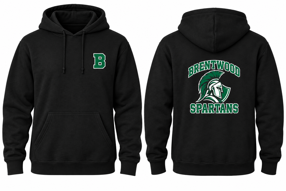 BRENTWOOD SPARTANS black hoodie front and back