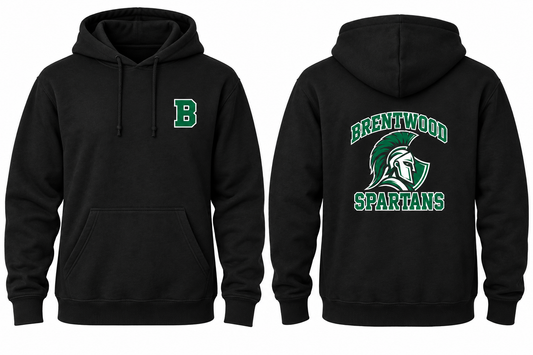 BRENTWOOD SPARTANS black hoodie front and back