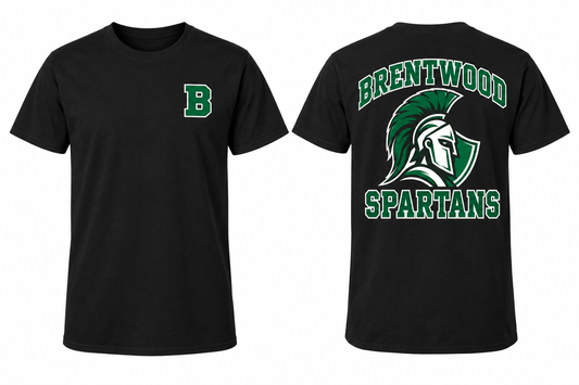 BRENTWOOD SPARTANS black tee front and back
