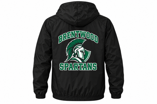 Brentwood Varsity Unisex Full-Zip Windbreaker in Black, back view