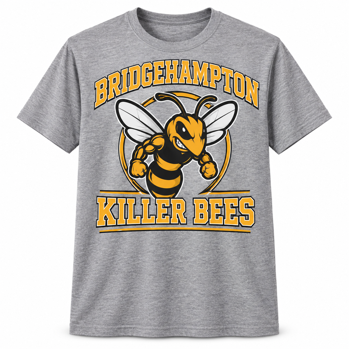 Bridgehampton Killer Bees Collegiate Tee in Heather Gray, front view
