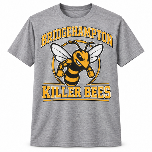 Bridgehampton Killer Bees Collegiate Tee in Heather Gray, front view