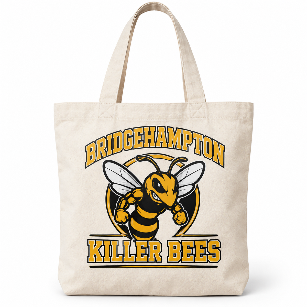 Bridgehampton Killer Bees Collegiate Tote Bag in Natural, front view