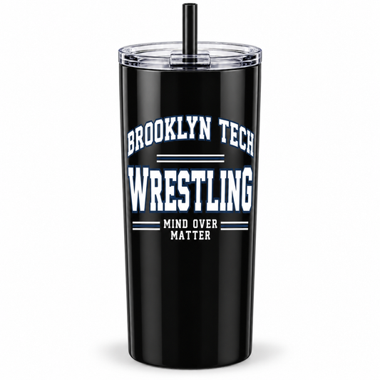 Brooklyn Tech Wrestling Mind Over Matter 20 oz Tumbler | Black preliminary decoration mockup