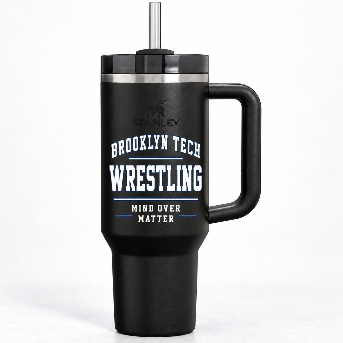 Brooklyn Tech Wrestling Stanley Quencher H2.0 40 oz Team Cup | Black 2.0 preliminary decoration mockup