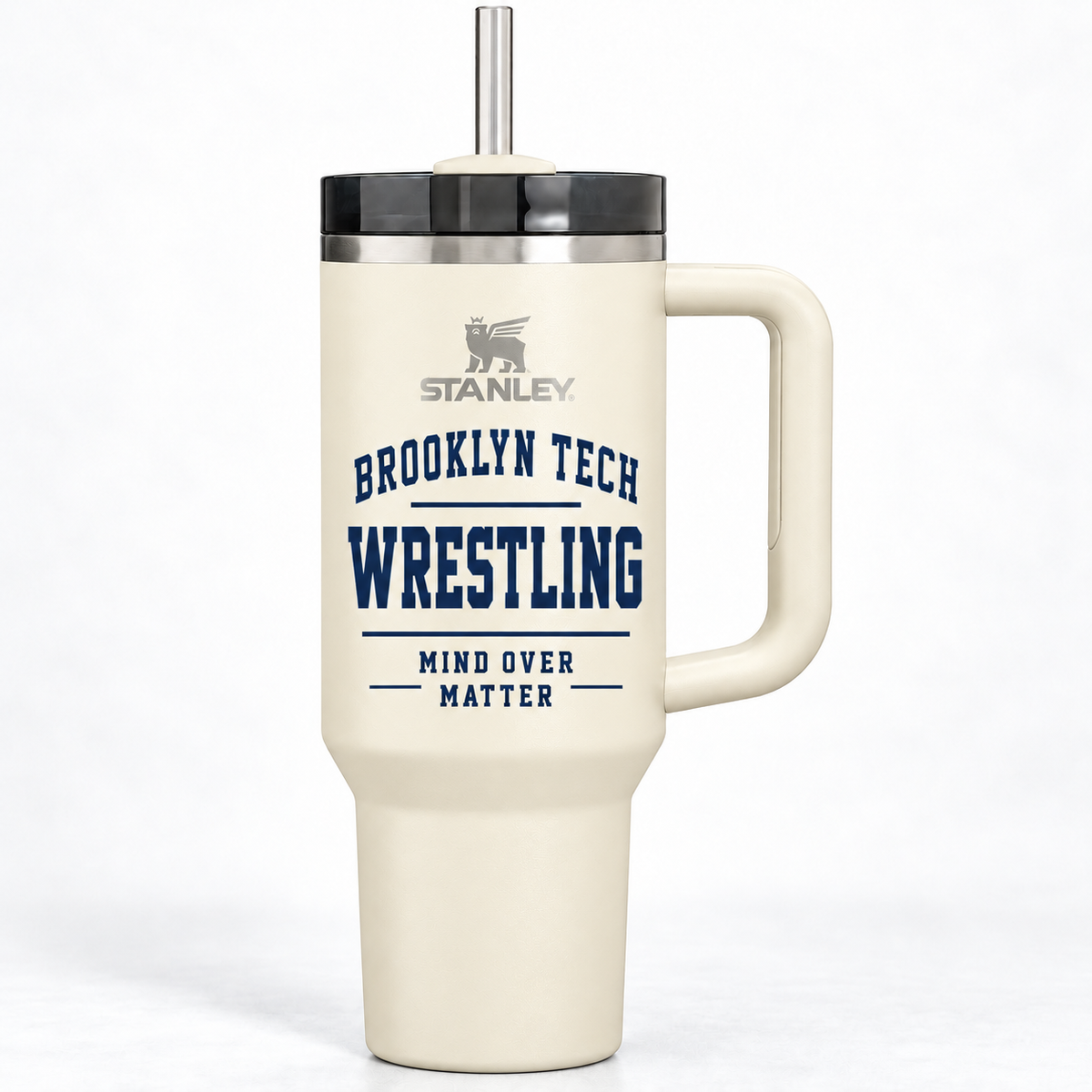 Brooklyn Tech Wrestling Stanley Quencher H2.0 40 oz Team Cup | Cream 2.0 preliminary decoration mockup