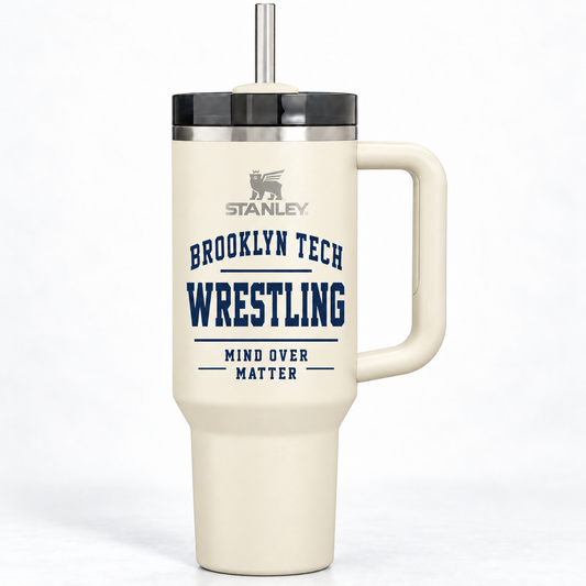 Brooklyn Tech Wrestling Stanley Quencher H2.0 40 oz Team Cup | Cream 2.0 preliminary decoration mockup