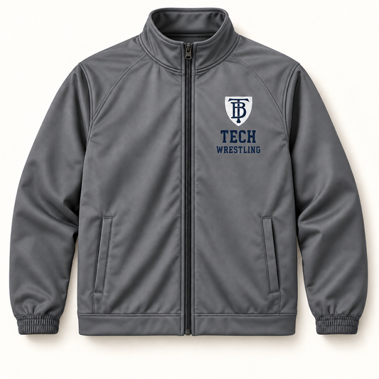 Brooklyn Tech Wrestling Full-Zip Warmup Jacket | Gray digital mockup