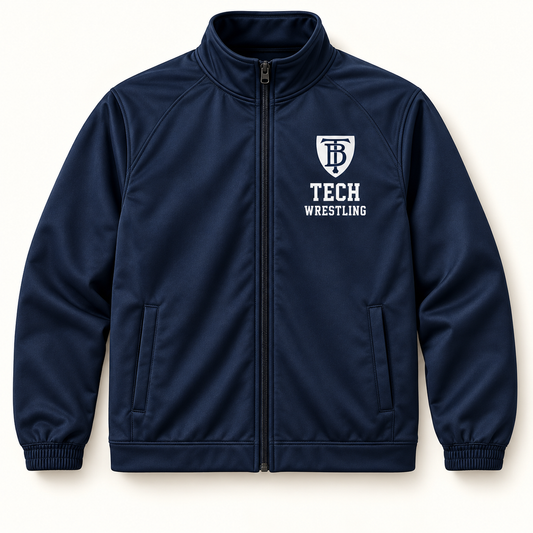 Brooklyn Tech Wrestling Mind Over Matter Full-Zip Warmup | Navy preliminary front-view mockup