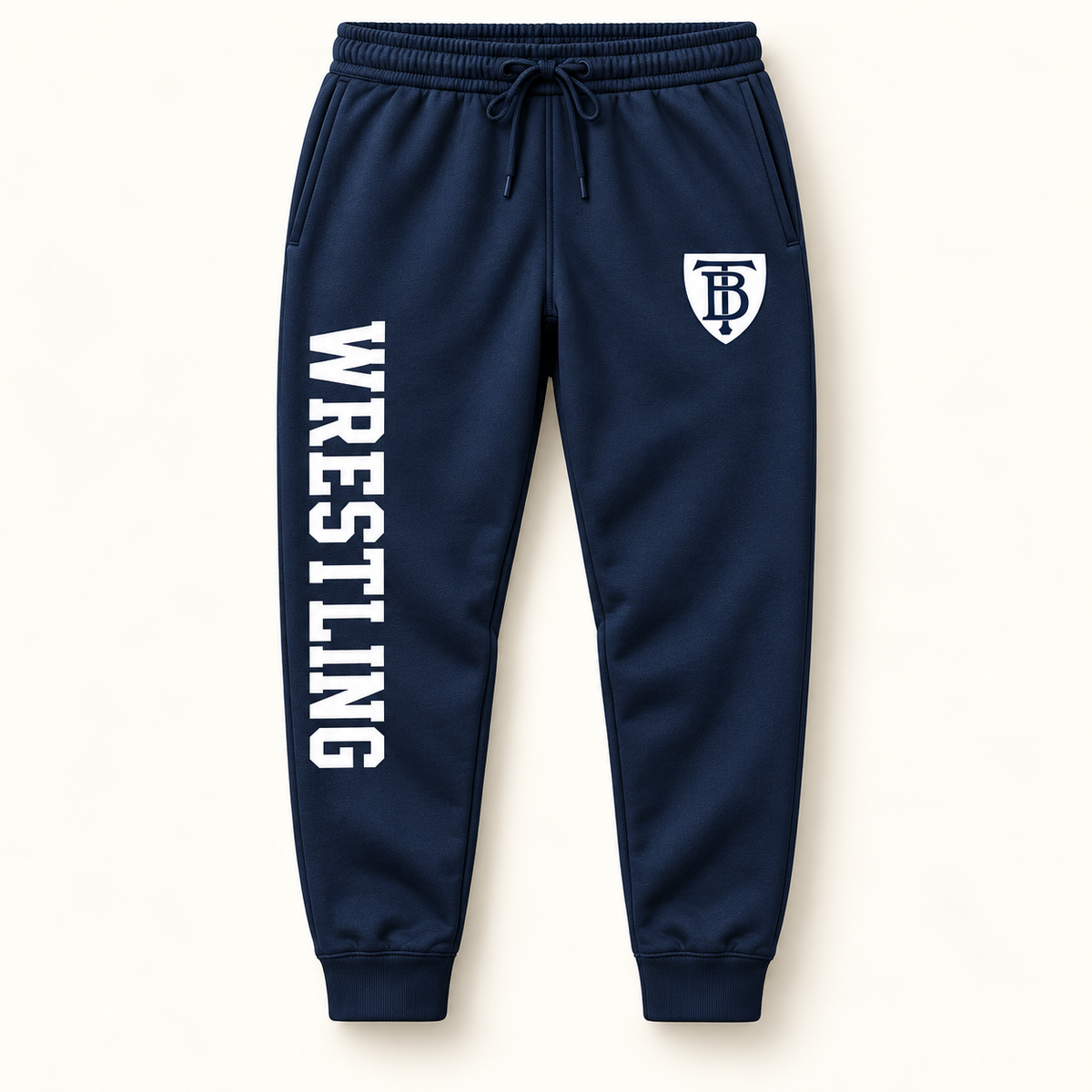 Brooklyn Tech Wrestling Team Joggers | Navy preliminary front-view mockup