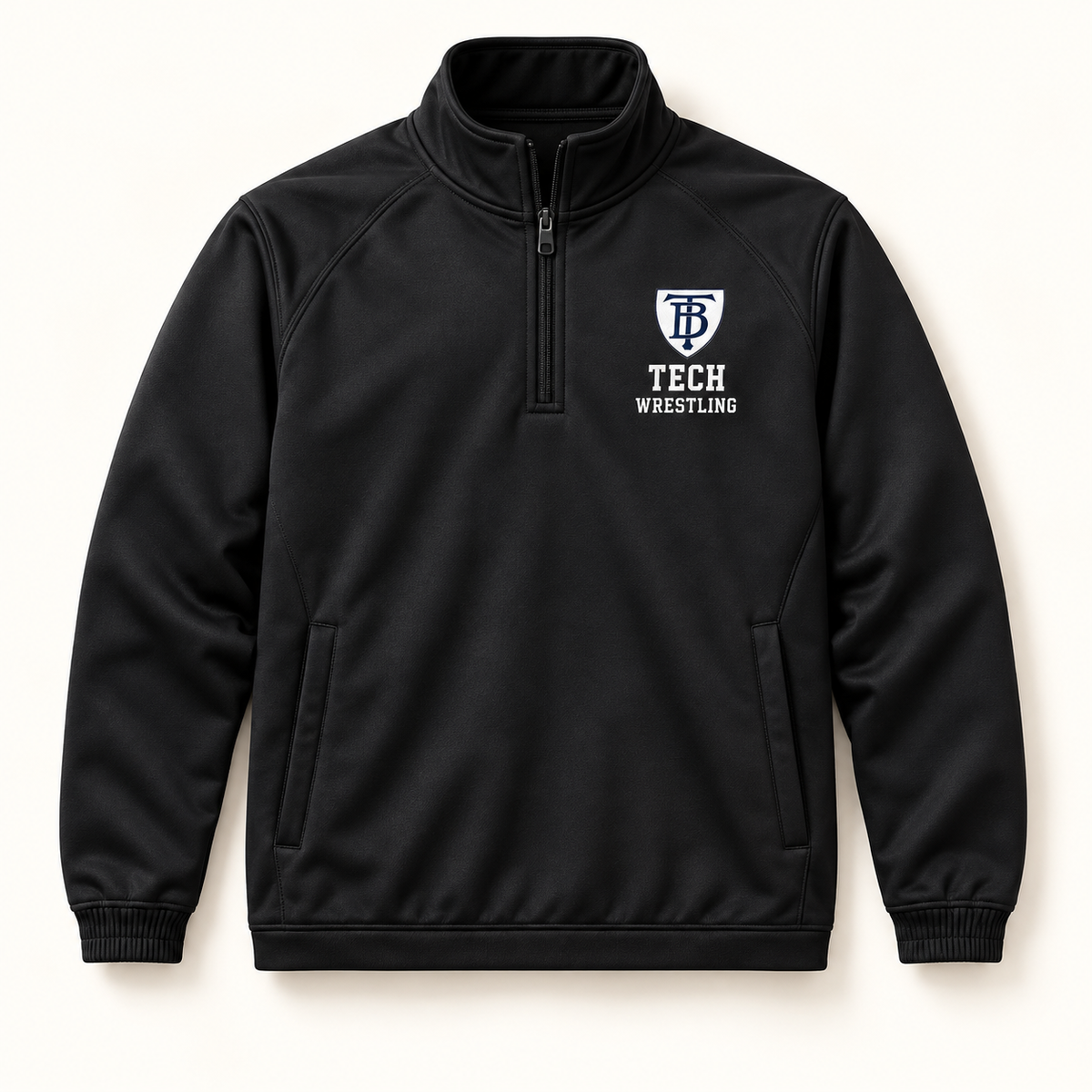 Brooklyn Tech Wrestling Crest Quarter-Zip | Black digital mockup