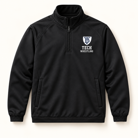 Brooklyn Tech Wrestling Crest Quarter-Zip | Black digital mockup